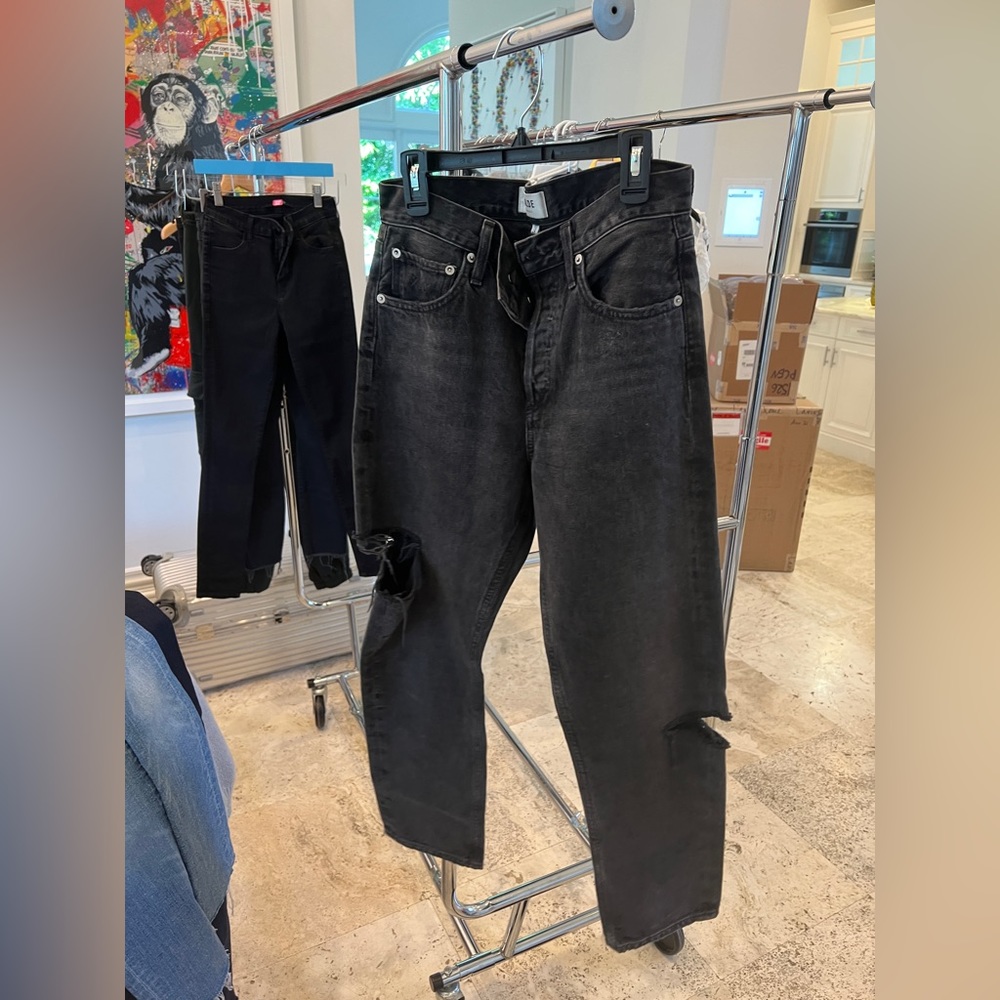 Agolde black rip jeans